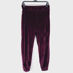 OAT New York Slim Velour Jogger Pants Womens Medium Cherry Elastic Waist & Ankle